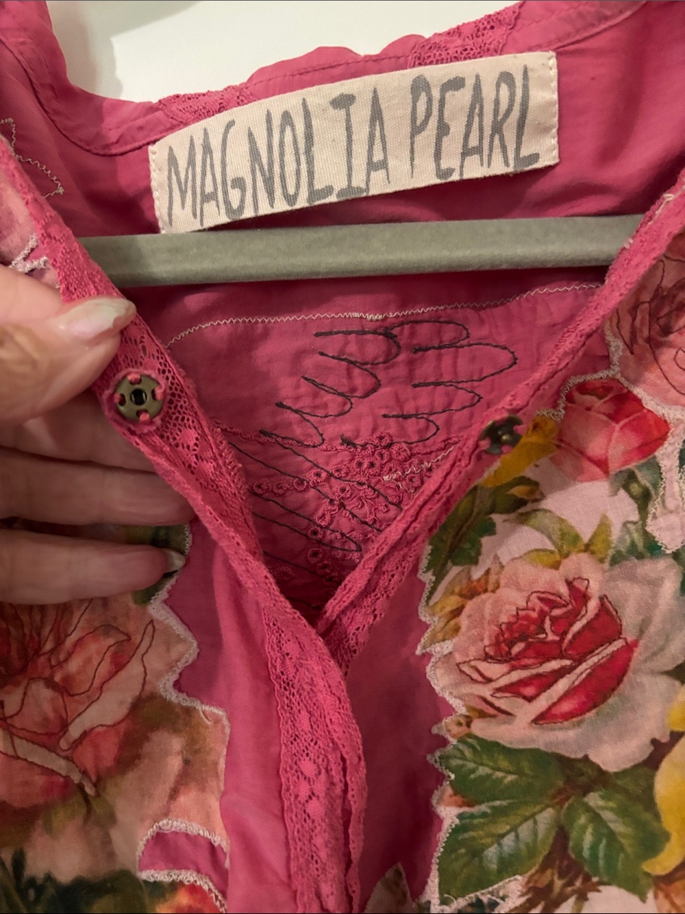 Magnolia Pearl Pink Floral Boho blouse - Picture 4 of 8